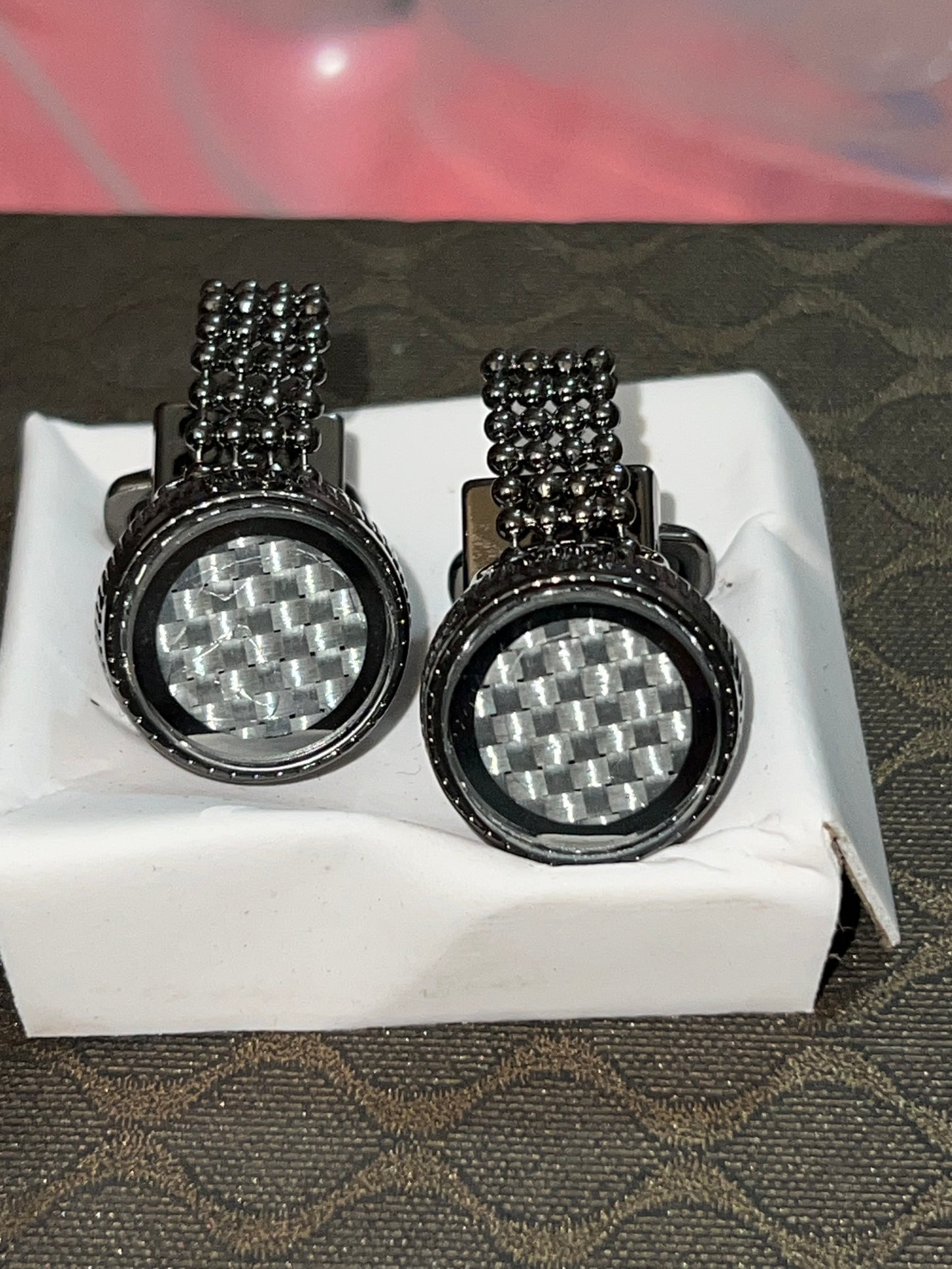 Bouton Manchette Fond Gris