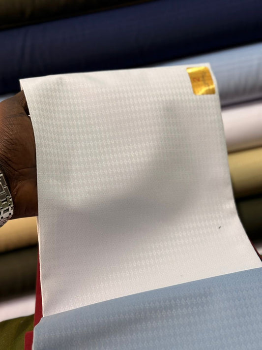 Tissu Homme Blanc Micro-Motif -Texturé régulier