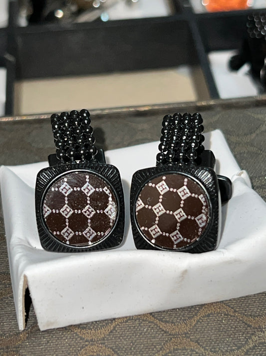 Bouton Manchette Marron-Centré