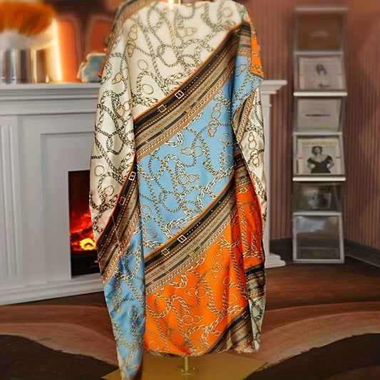 Écharpe Bleu Orange Dégradé – Style Élégant & Moderne